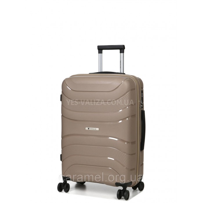 Валіза середня М поліпропілен беж 65х43х25см/63л/3.1кг/Worldline 288, фото 2