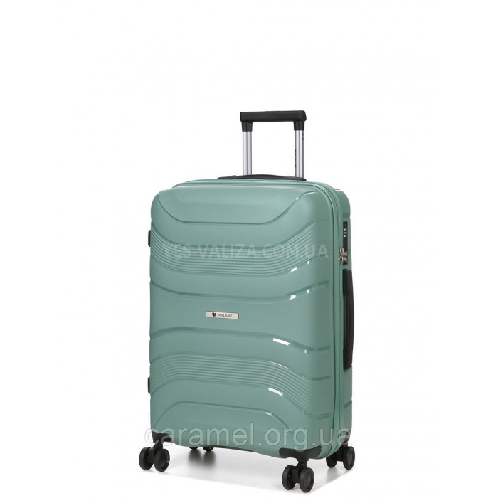 Валіза середня М поліпропілен зелена 65х43х25см/63л/3.1кг/Worldline288, фото 2