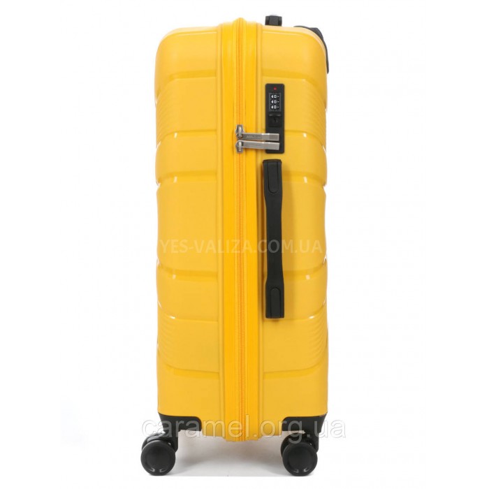 Чемодан средний М полипропилен жёлтый 65х43х25/63л/3.1кг/Worldline 288, фото 4