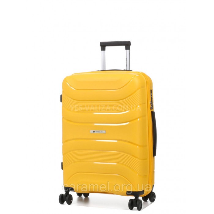 Валіза середня М поліпропілен жовта 65х43х25см/63л/3.1кг/Worldline 288, фото 2
