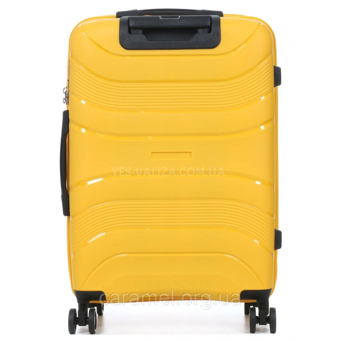 Чемодан средний М полипропилен жёлтый 65х43х25/63л/3.1кг/Worldline 288, фото 3