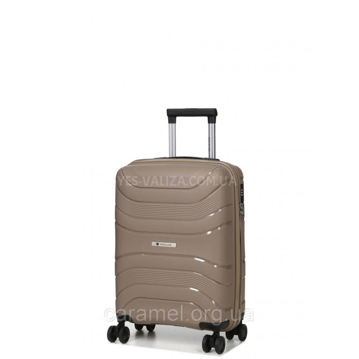 Валіза мала S поліпропілен бежева 54x38x22см/40л/2.6кг/Worldline 288, фото 2