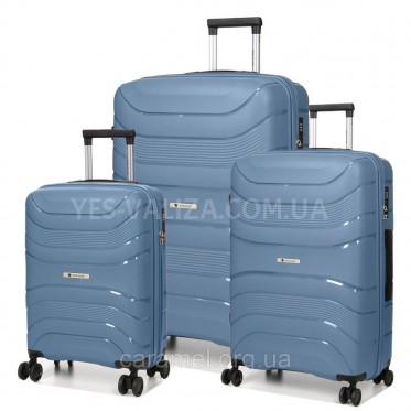 Набор чемоданов Франция (L M S-3шт) полипропилен синий/Worldline 288