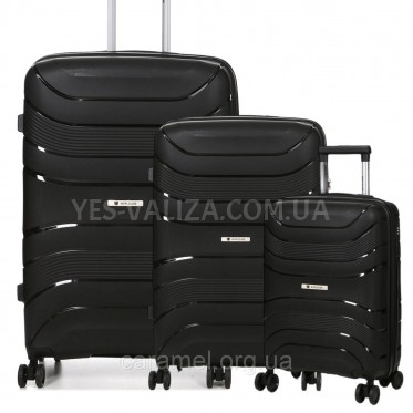 Набор чемоданов Франция (L M S-3шт) полипропилен чёрный/Worldline 288