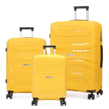 Набор чемоданов Франция (L M S-3шт) полипропилен жёлтый/Worldline 288