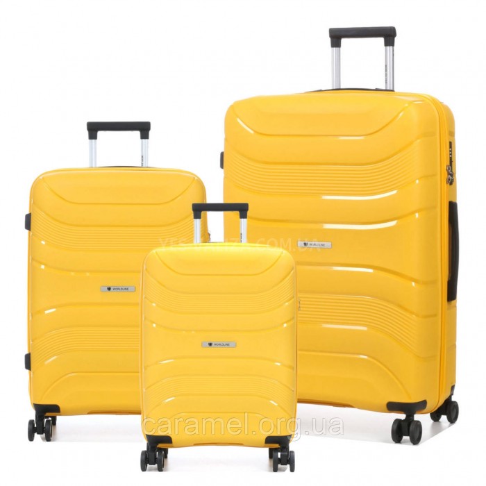 Набор чемоданов Франция (L M S-3шт) полипропилен жёлтый/Worldline 288, фото 1