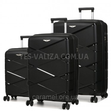 Набір валіз Франція (L M S-3шт) поліпропілен чорний Worldline 289