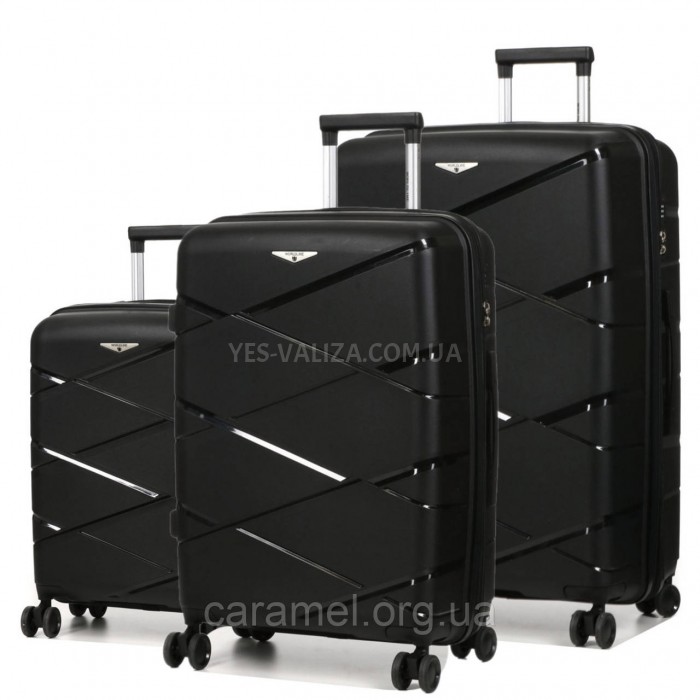 Набір валіз Франція (L M S-3шт) поліпропілен чорний Worldline 289, фото 1