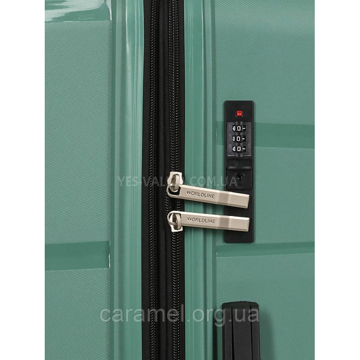 Набор чемоданов Франция (L M S-3шт) полипропилен зелёный/Worldline 289, фото 8