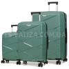 Набор чемоданов Франция (L M S-3шт) полипропилен зелёный/Worldline 289, фото 11