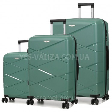Набор чемоданов Франция (L M S-3шт) полипропилен зелёный/Worldline 289