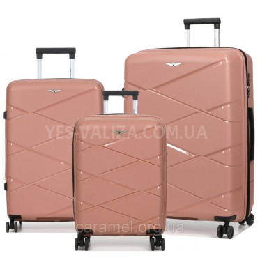 Набор чемоданов Франция (L M S-3шт) полипропилен пудра/Worldline 289