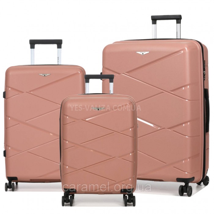 Набор чемоданов Франция (L M S-3шт) полипропилен пудра/Worldline 289, фото 1