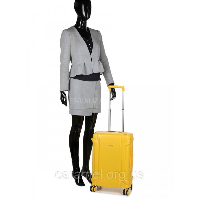 Чемодан малый S полипропилен жёлтый 55х36х21см/33л/3.45кг/Airtex 645, фото 10