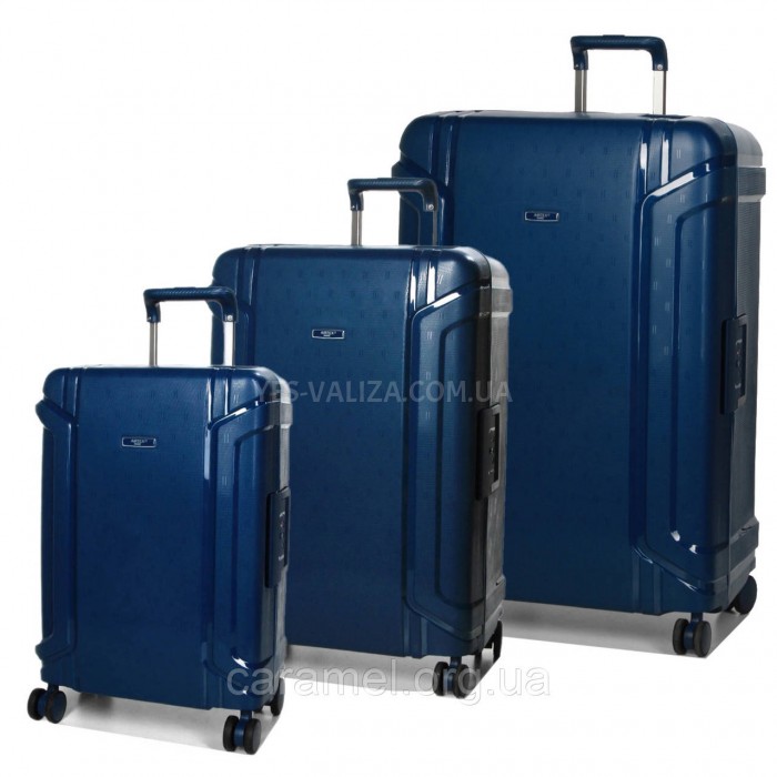 Набір валіз Франція (L M S-3шт) поліпропілен синій/Airtex 645, фото 1