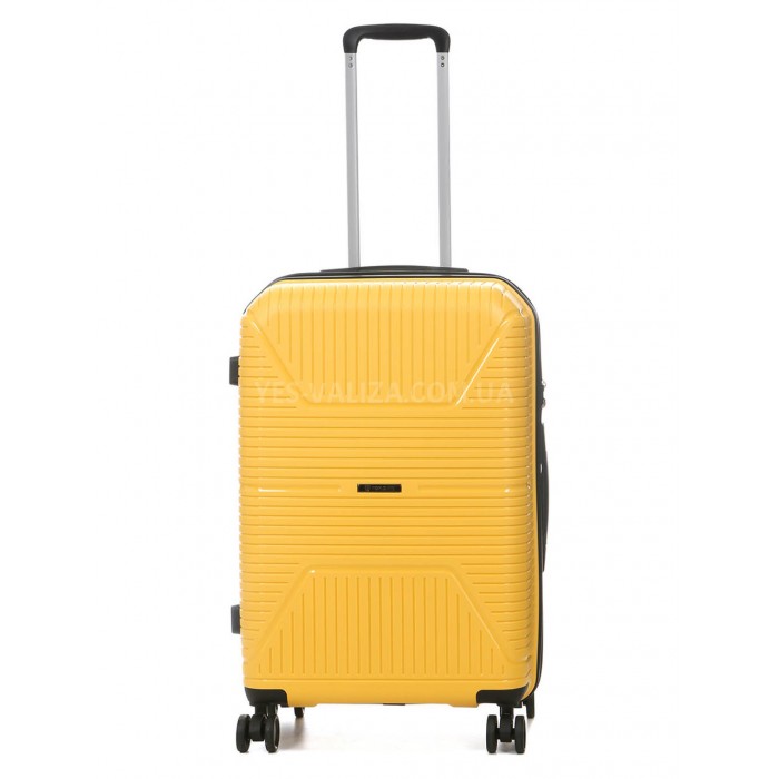 Валіза середня М поліпропілен жовта 65х44х26/62л/3.3кг/Worldline 291, фото 2