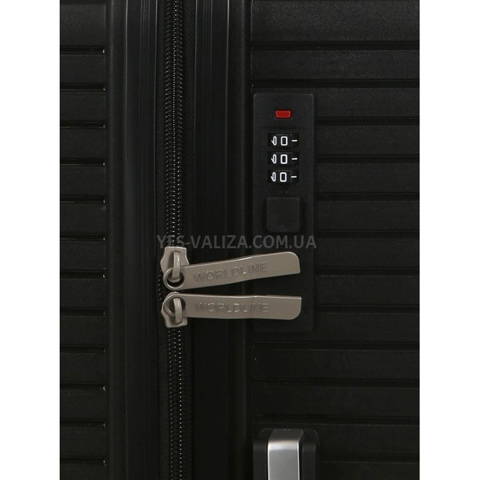 Валіза середня М поліпропілен чорна 65х44х26см/62л/3.3кг/ Worldline291, фото 8