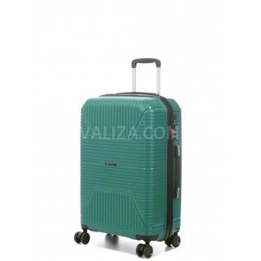 Чемодан средний М полипропилен зелёный 65х44х26/62л/3.3кг/Worldline291