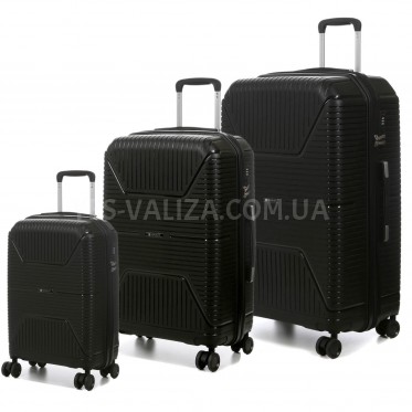 Набор чемоданов Франция (L M S-3шт) полипропилен чёрный/Worldline 291