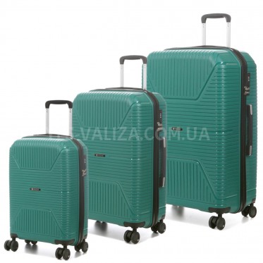 Набір валіз Франція (L M S-3шт) поліпропілен зелений Worldline 291