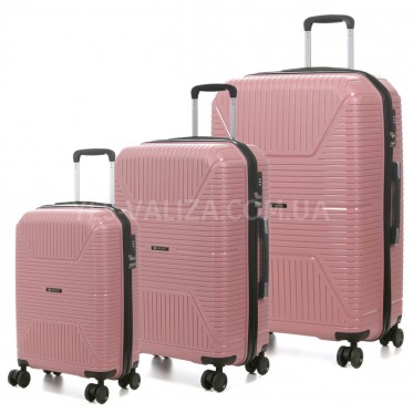 Набір валіз Франція (L M S-3шт) поліпропілен рожевий Worldline 291
