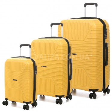 Набор чемоданов Франция (L M S-3шт) полипропилен жёлтый/Worldline 291