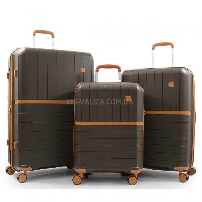 Набір валіз Франція (L M S-3шт) поліпропілен кава/Snowball 49403, фото 1