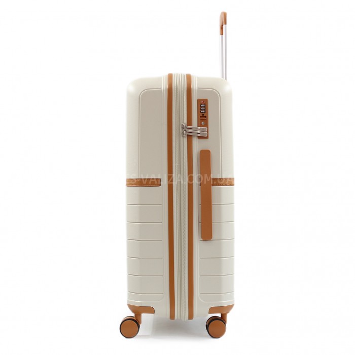 Чемодан средний M полипропилен белый 67x45x26+5/82л/3.8кг/Snowbal49403, фото 5