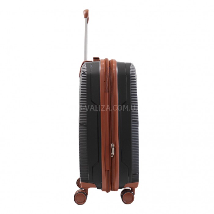 Чемодан малый S полипропилен чёрный 55х37х23+5/48л/2.9кг/Worldline 293, фото 4