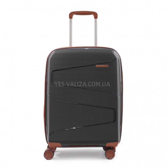 Чемодан малый S полипропилен чёрный 55х37х23+5/48л/2.9кг/Worldline 293, фото 2