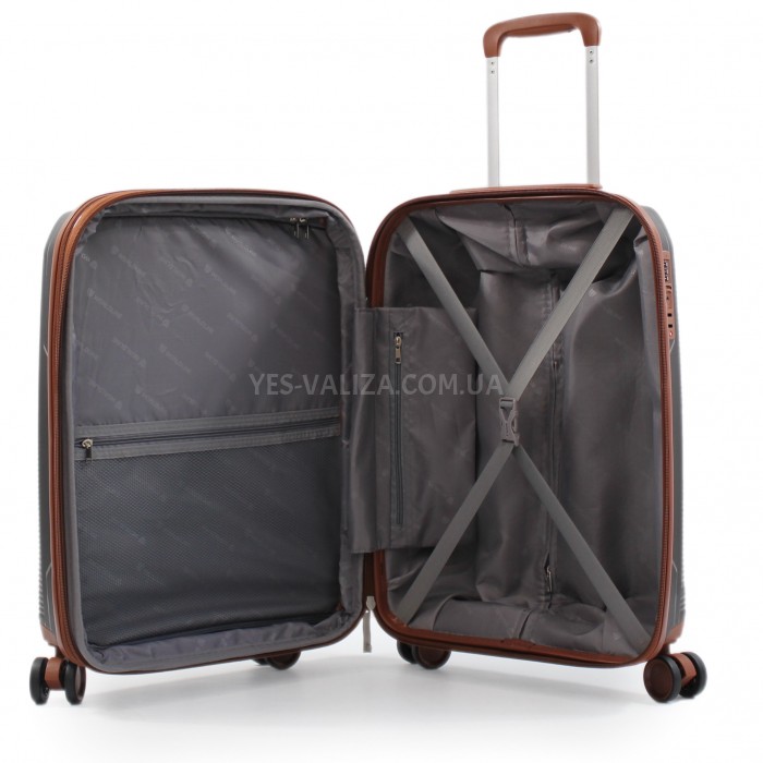 Чемодан малый S полипропилен чёрный 55х37х23+5/48л/2.9кг/Worldline 293, фото 10