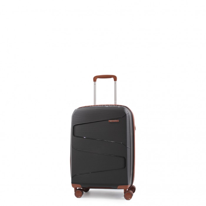 Чемодан малый S полипропилен чёрный 55х37х23+5/48л/2.9кг/Worldline 293, фото 1