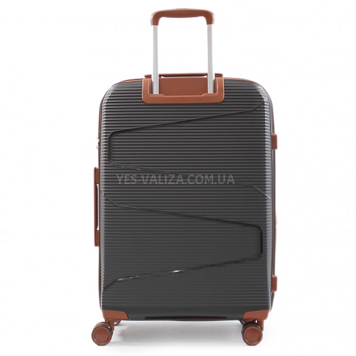 Валіза середня М поліпропілен чорна 66х44х28+5/80л/3.6кг/Worldline 293, фото 3