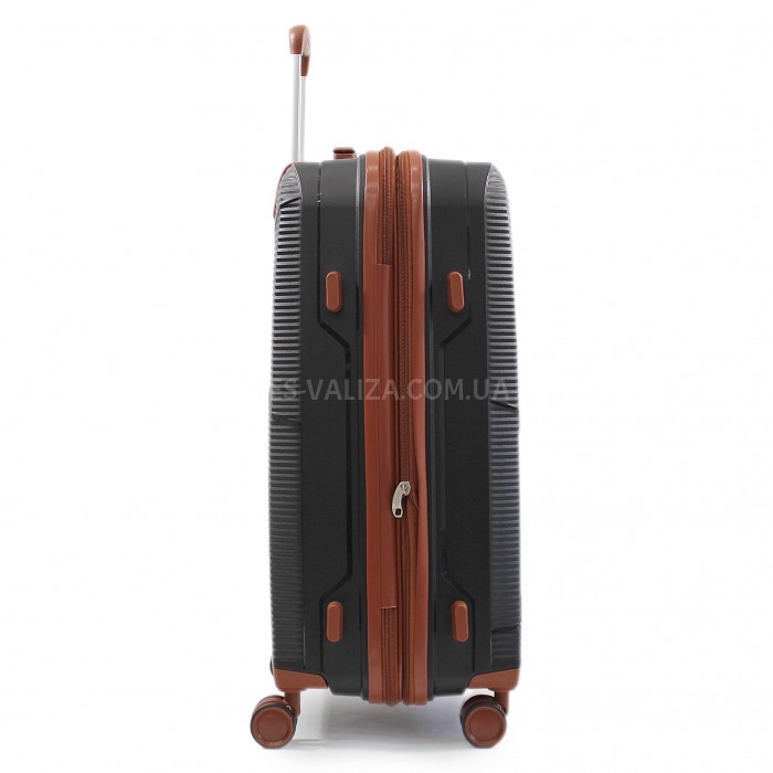 Чемодан средний М полипропилен черный 66х44х28+5/80л/3.6к/Worldline293, фото 5