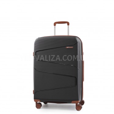 Валіза середня М поліпропілен чорна 66х44х28+5/80л/3.6кг/Worldline 293