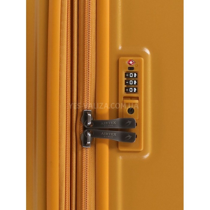 Чемодан большой L поликарбонат жёлтый 75х51х31+5/125л/4.45кг/Airtex649, фото 12
