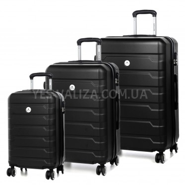 Набор чемоданов Франция (L M S-3шт) чёрный/Worldline 626