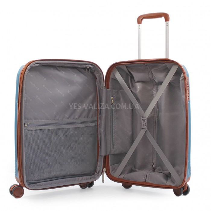 Чемодан малый S полипропилен синий 55х37х23+5/48л/2.9кг/Worldline 293, фото 8