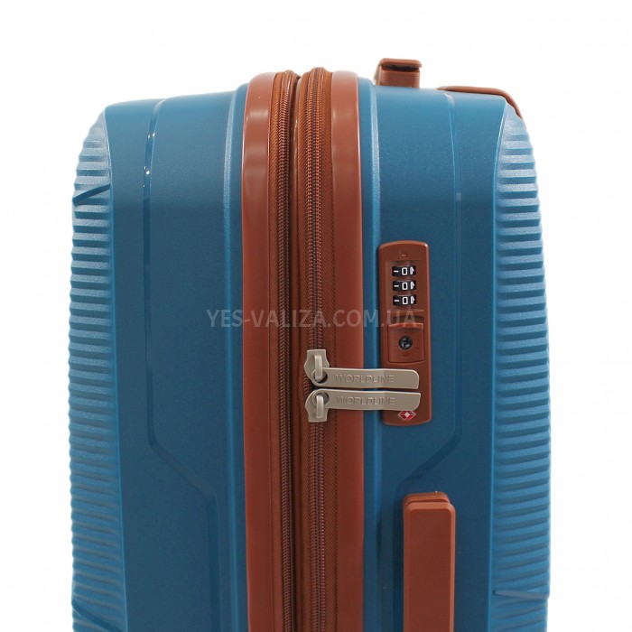 Чемодан малый S полипропилен синий 55х37х23+5/48л/2.9кг/Worldline 293, фото 10