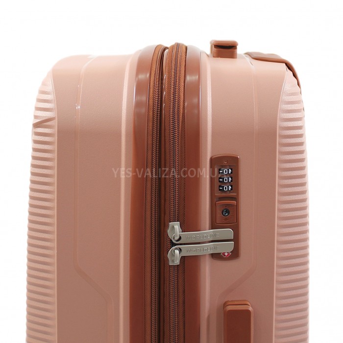 Валіза мала S поліпропілен пудра 55х37х23+5см/48л/2.9кг/Worldline 293, фото 2