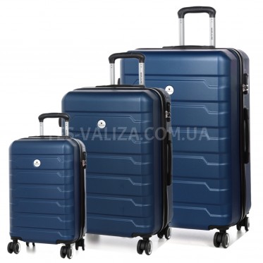 Набор чемоданов Франция (L M S-3шт) синий/Worldline 626