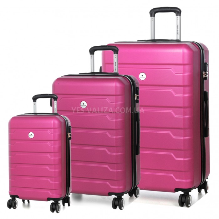 Набір валіз Франція (L M S-3шт) малина/Worldline 626, фото 1