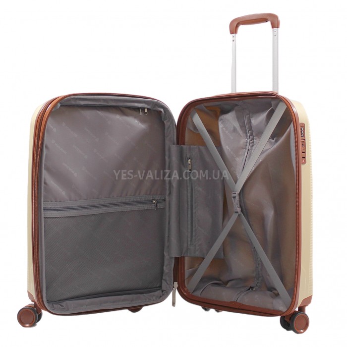 Чемодан малый S полипропилен беж. 55х37х23+5см/48л/2.9кг/Worldline 293, фото 9