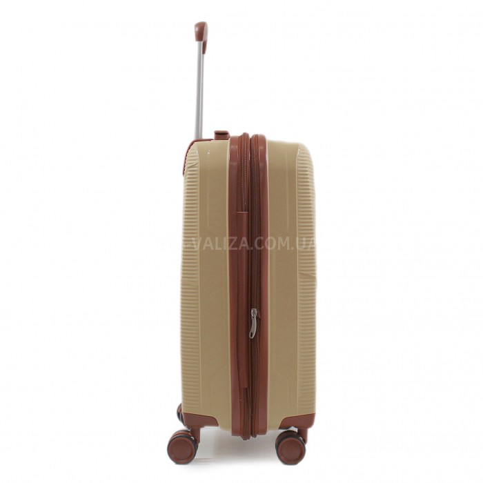 Валіза мала S поліпропілен бежева 55х37х23+5см/48л/2.9кг/Worldline 293, фото 8