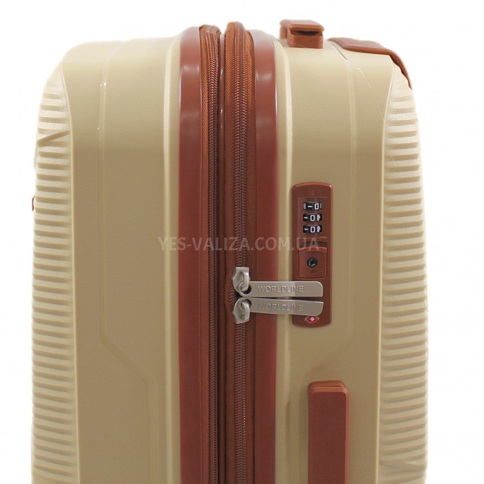 Чемодан малый S полипропилен беж. 55х37х23+5см/48л/2.9кг/Worldline 293, фото 2
