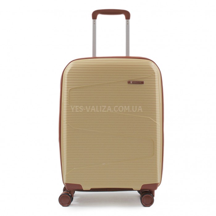 Валіза мала S поліпропілен бежева 55х37х23+5см/48л/2.9кг/Worldline 293, фото 5
