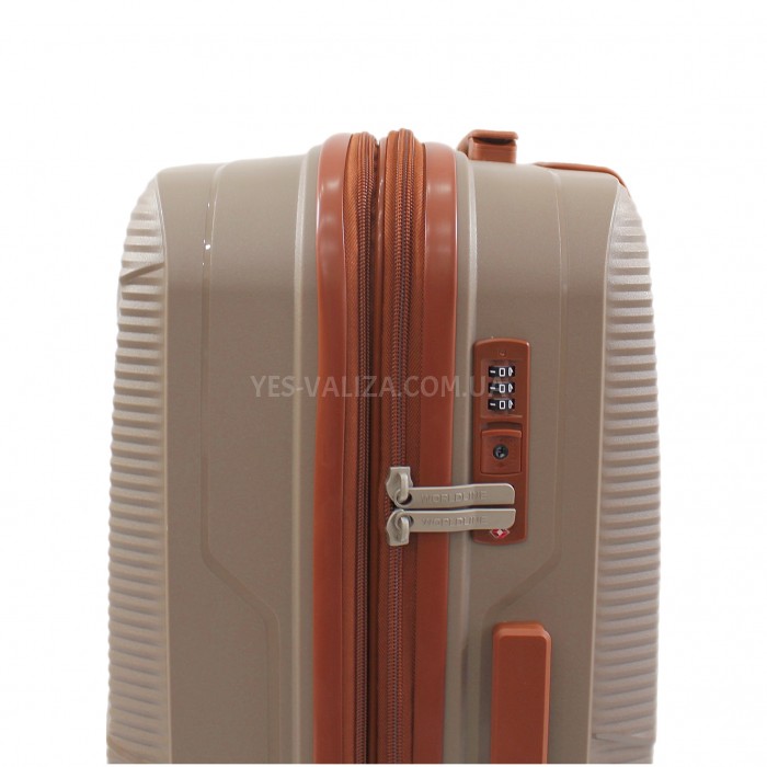Валіза середня М поліпропілен шамп. 66х44х28+5/80л/3.6кг/Worldline 293, фото 7