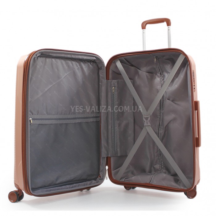 Чемодан средний М полипропилен пудра 66х44х28+5/80л/3.6кг/Worldline293, фото 9