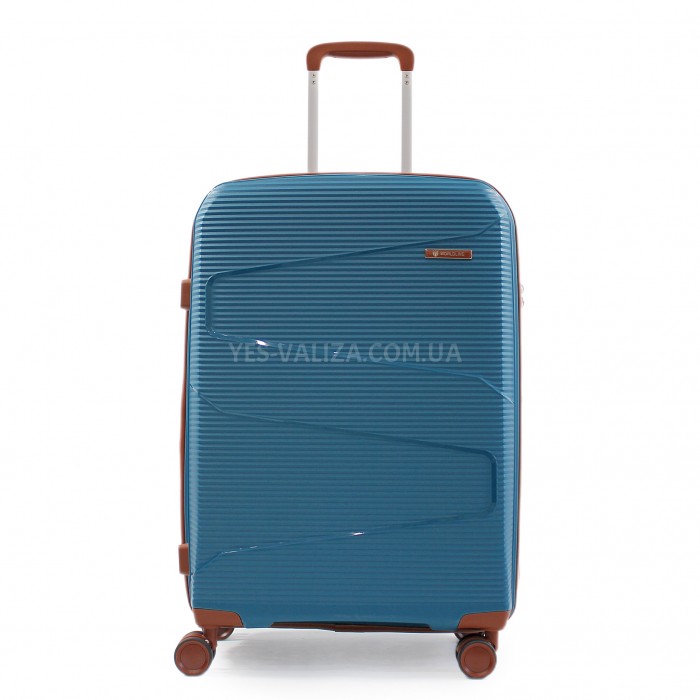 Чемодан средний М полипропилен синий 66х44х28+5/80л/3.6кг/Worldline293, фото 2