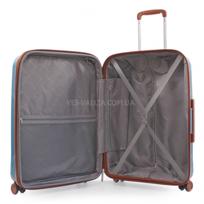 Чемодан средний М полипропилен синий 66х44х28+5/80л/3.6кг/Worldline293, фото 10